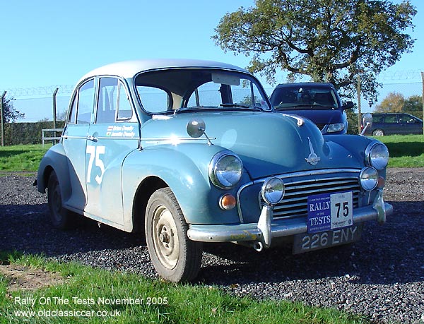 Classic Morris Minor 1000 car on this vintage rally