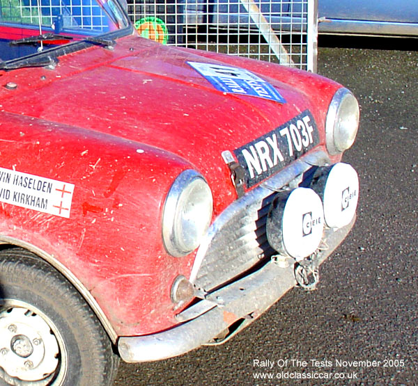Classic Austin Mini Cooper 998 car on this vintage rally