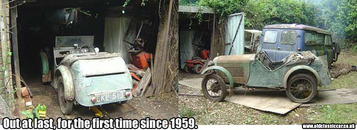 The Austin emerges from the shed