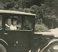 Side view of an Austin 7 saloon car