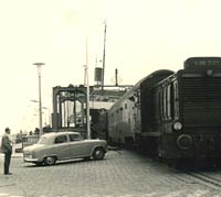 An Austin Cambridge car at the docks