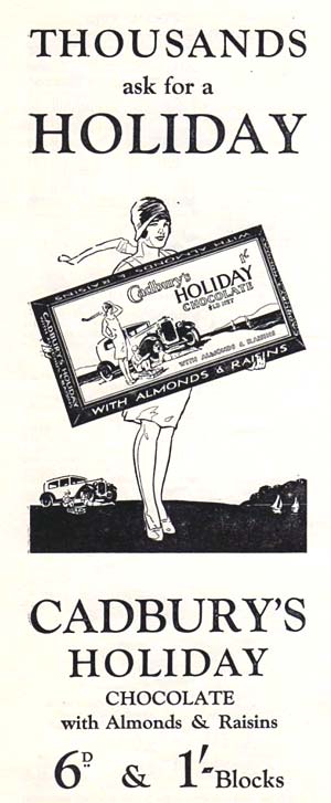 Chocolate for the hungry motorist in 1929