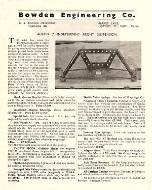 Independent Front Suspension leaflet from Bowden