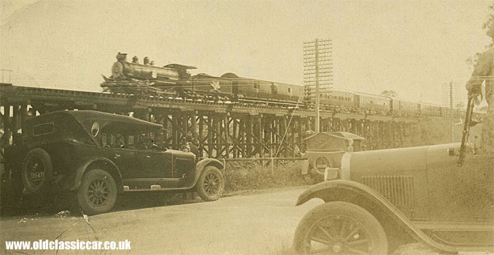 The Buick, a steam loco and other cars