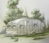 Picture of a caravan found on an old plate