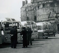 Coaches outside Edinburgh Castle