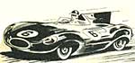 Mike Hawthorn in a D Type Jaguar drawing