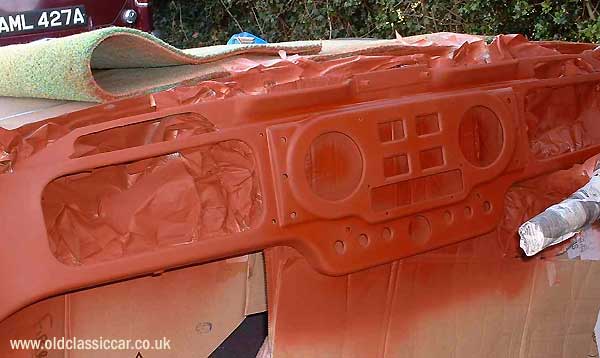 Red oxide primer sprayed on