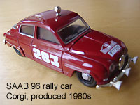Modern toy of a SAAB 96 rally car