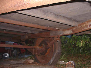 Nearside chassis and hub on this Eccles caravan