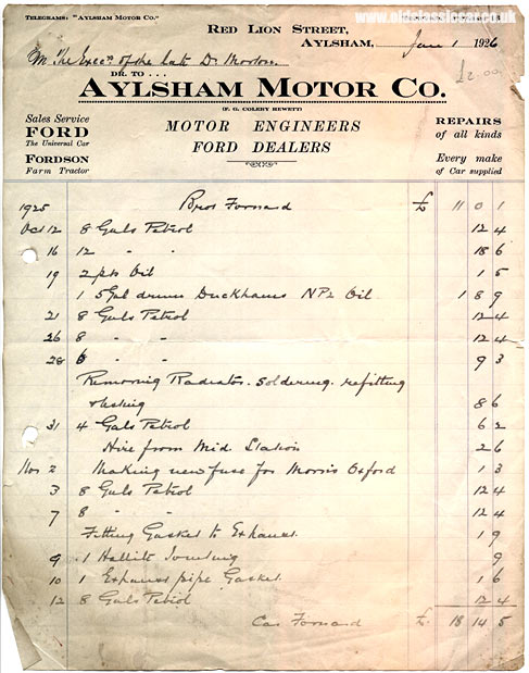 Work done at a Ford Model T garage in 1925 / 1926