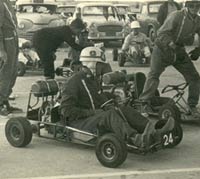 Classic racing karts in the paddock