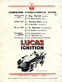 Rear cover of the magazine advertising Lucas parts