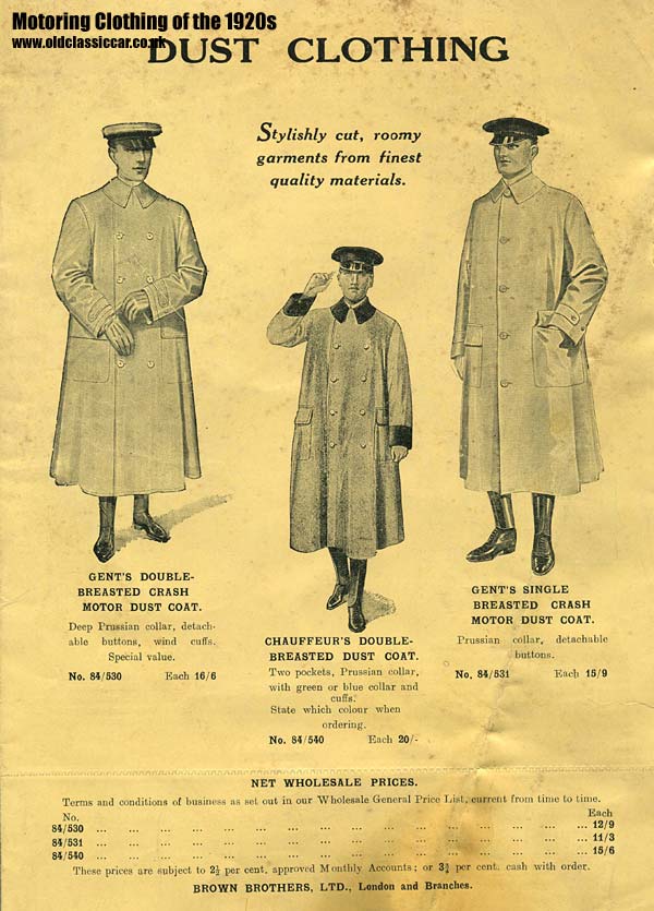 Motoring-related clothing from the 1920s