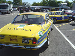 Jaguar XJ6s line up prior to going out for qualifying at Oulton