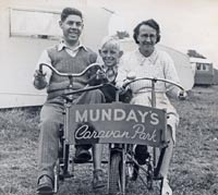 Tricycle at a 1940s caravan park