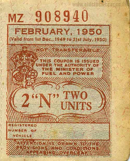 Petrol ration coupons from the 1940s + 1950s