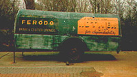 old trailer used to carry a racing car