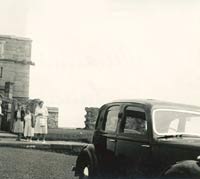 The classic Rover outside a castle