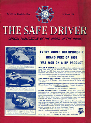 Competition cars feature on the cover of The Safe Driver
