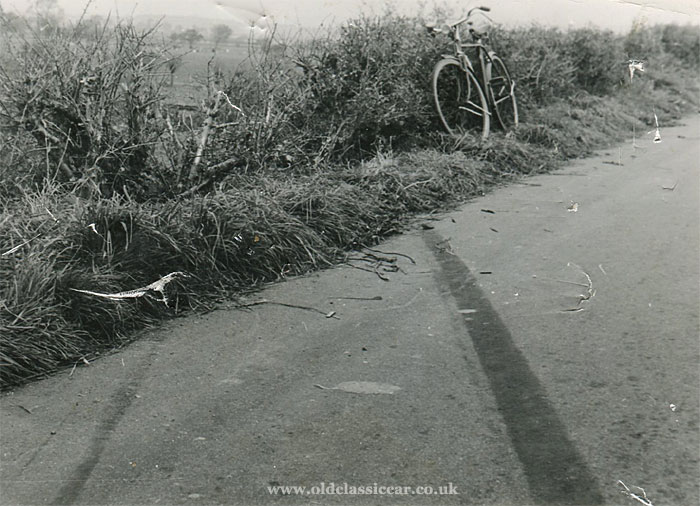 Skid marks on the road