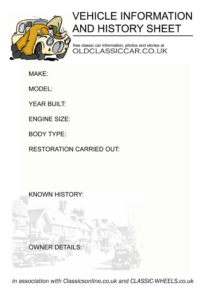 old classic car free data sheet download page - A4 size - 307K JPEG image