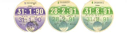 Some tax discs from 1990/1991