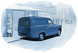 Rear view of the Commer van