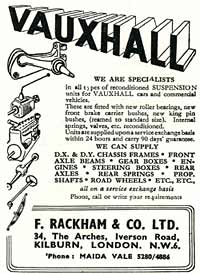 Early 1950s ad for Vauxhall car parts