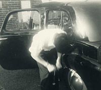 Pumping up the Vauxhall's tyre