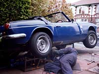 Welding the Spitfire's underside
