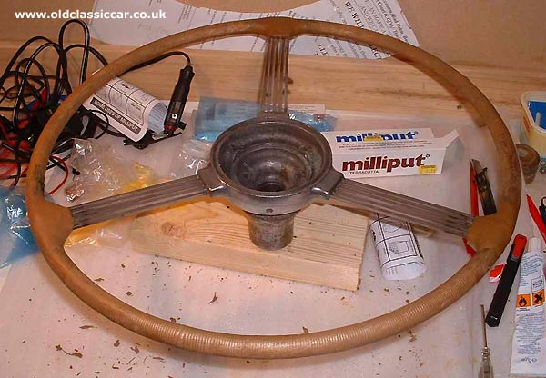 Steering wheel being attended to - note the Milliput