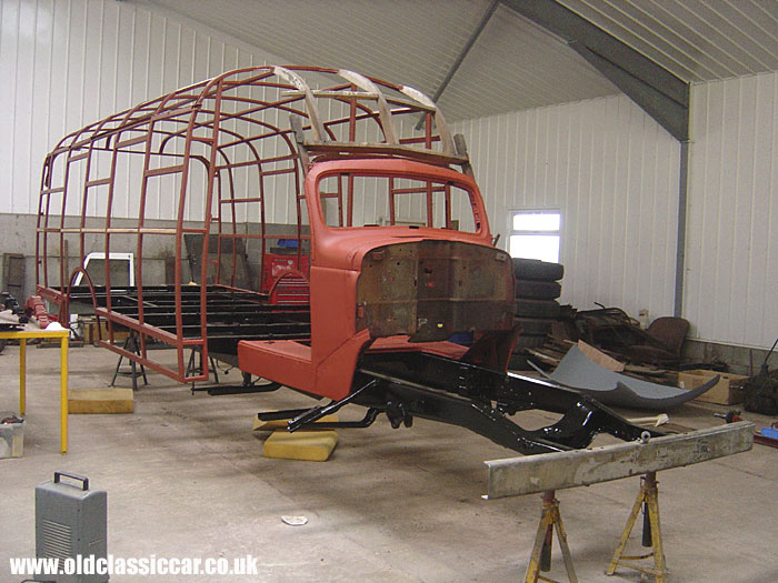 Primer painted onto the cab area