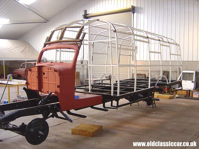 Axles on, rear frame now painted