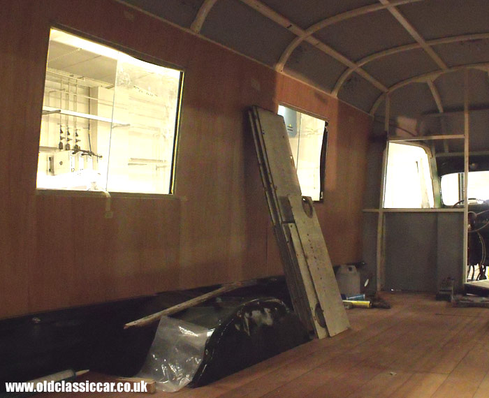 Work inside the lorry's rear body continues