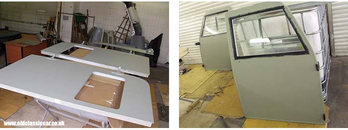 All four doors in a coat of primer paint