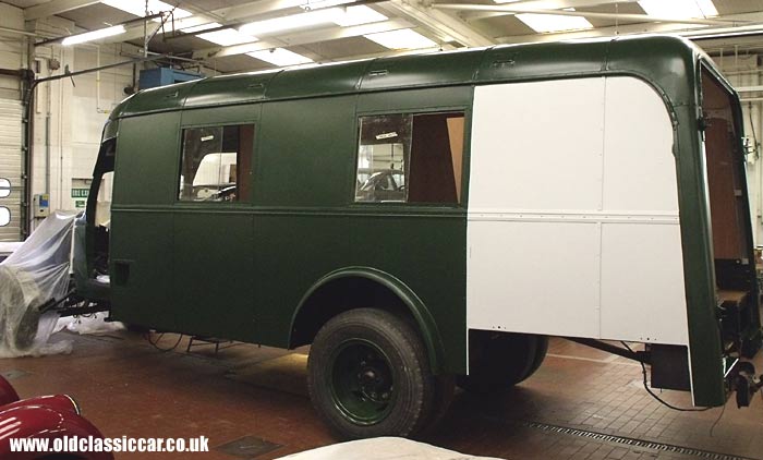 Green lorry bodywork