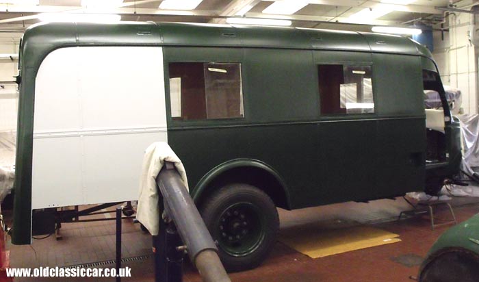 Green lorry offside bodywork