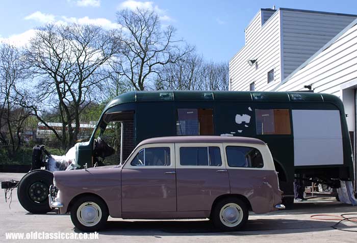 The Dodge outside, with company