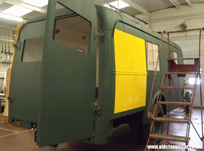 The lorry's rear doors are fitted once again