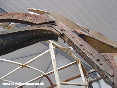 Damaged wooden framing