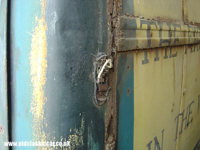 Dented rear corner