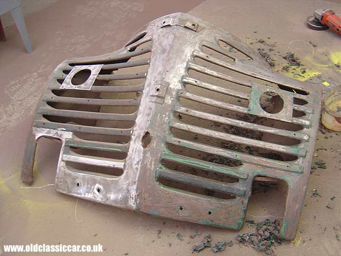 Stripping the paint from the grille area