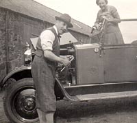 Bonnet up on the vintage car