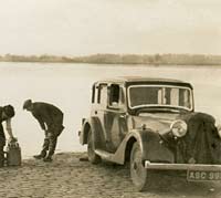 A 1936 Daimler parked at the quayside