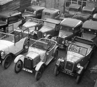 Austin 7s at a Cambridge garage
