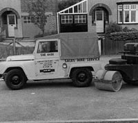 Side view, with a road roller