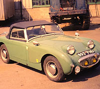 Colour photo of the green Austin-Healey