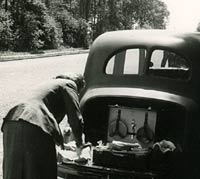Rear view of an Austin 10 Cambridge saloon