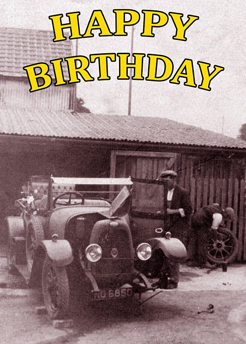 Vintage car birthday card
